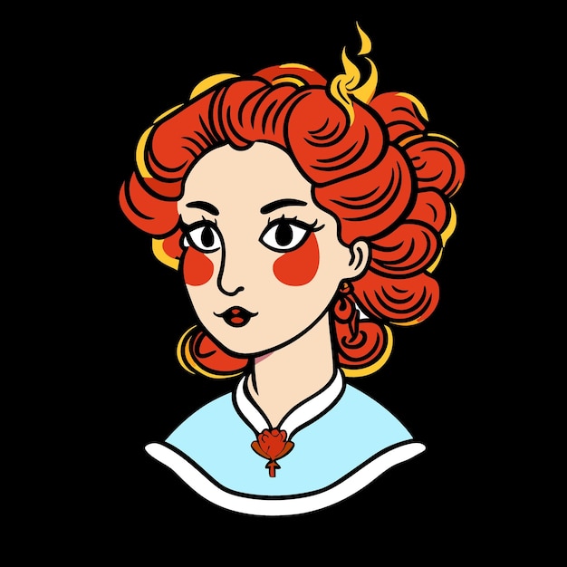 Vector a lady of noble lineage from the renaissance era thick build with a blush on her cheeks red hair