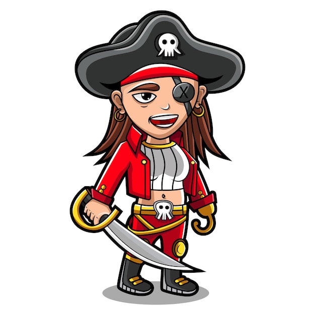 Lady piraten mascotte logo ontwerp