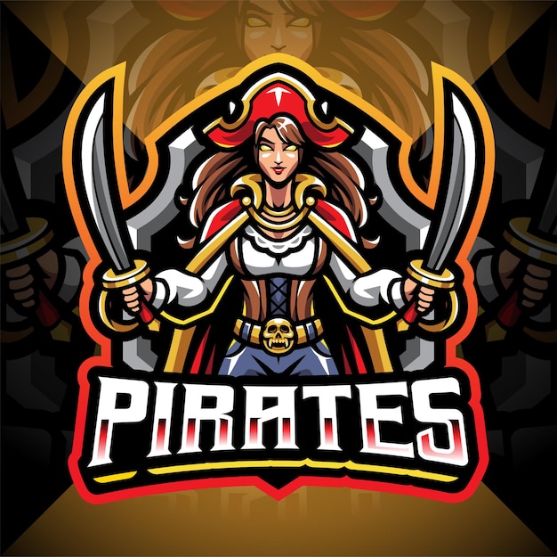 Lady pirates esport logo mascotte design