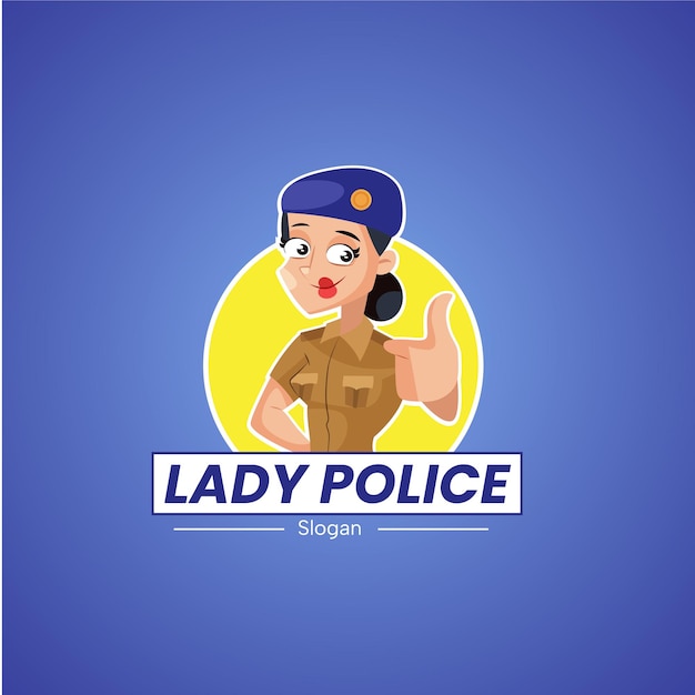 Lady politie vector mascotte logo sjabloon