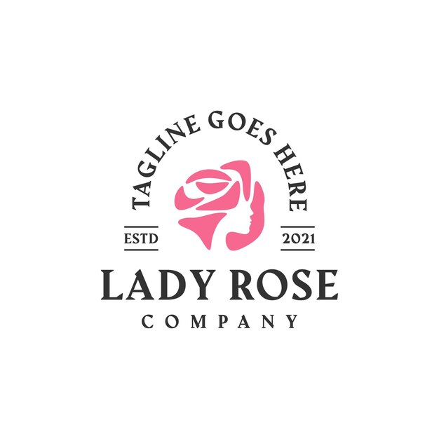 Lady rose women female flower logo design template