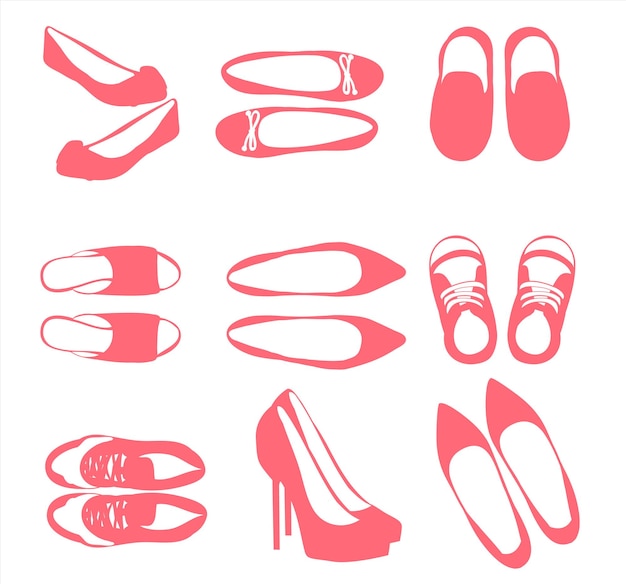 Vector lady's shoe silhouettes