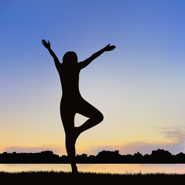 Vector lady silhouette image in the posture of yoga.