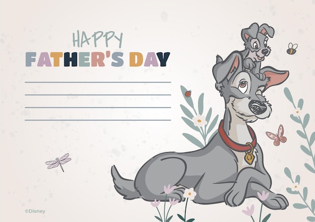 Vector lady and the tramp fathers day card