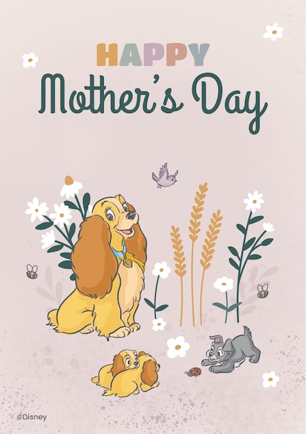 Lady and Tramps puppies Mother's day Card