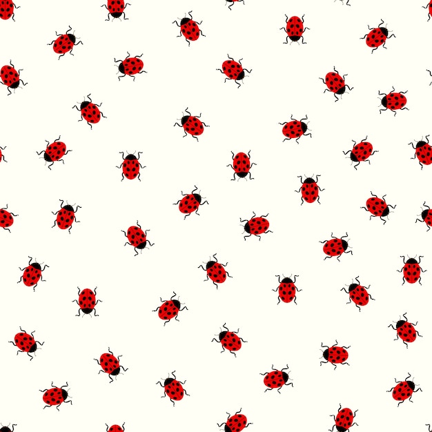 Vector ladybug cute pattern with white background