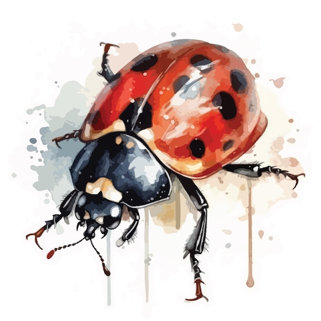 Vector ladybug drawn with watercolor vectorillustrator