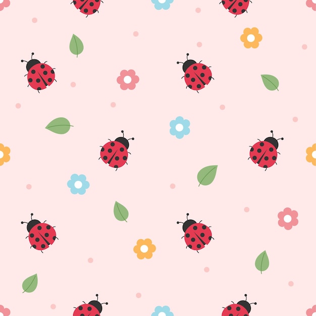 Ladybug and flower pattern design