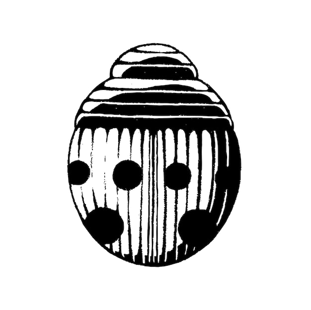 Ladybug icon scratchboard engraved vector