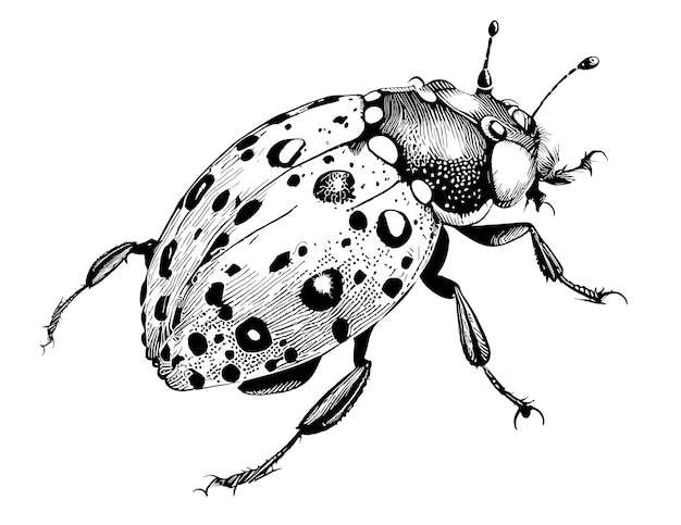 Vector ladybug insect hand drawn sketch in doodle style illustration