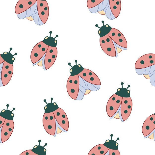 Ladybug seamless pattern for kids clothing and nursery vector illustration