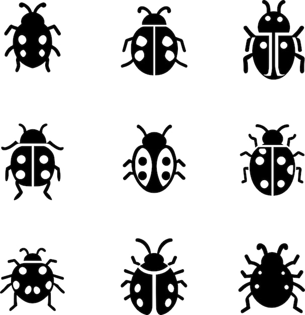 ladybug vector silhouette illustration black color 2