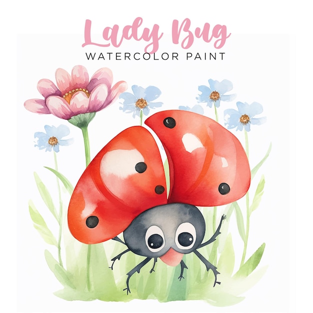 Ladybug watercolor paint