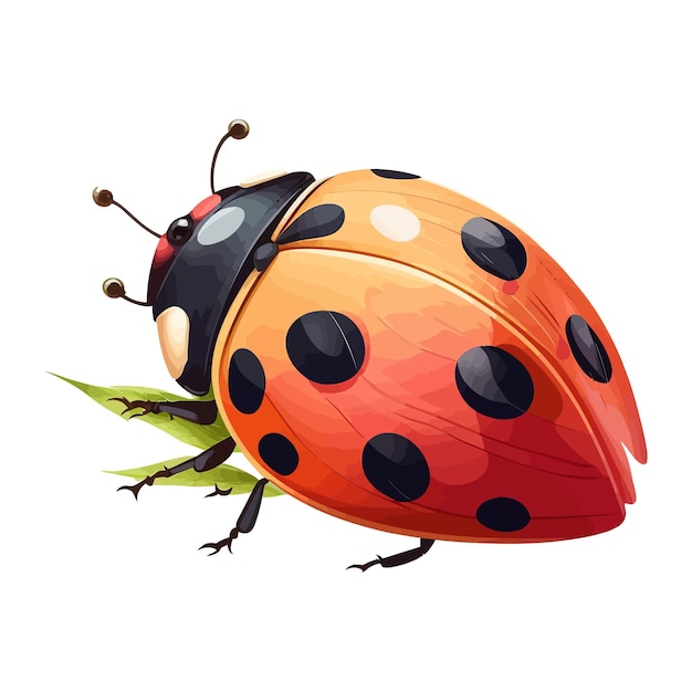 Ladybug on a white background Handdrawn illustration isolated on white background in boho style