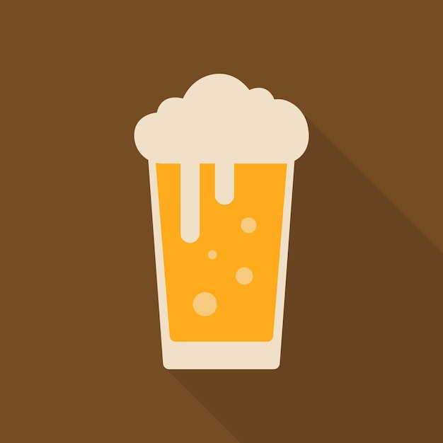 Lager beer icon. Beer symbol in flat style. Glass with beer isolated on brown background. Vector EPS 10