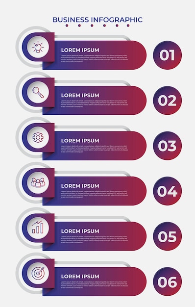 Lagere derde of infographic sjabloon in blauw rood verloop en nummering