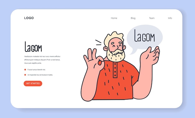 ベクトル lagom and hygge の web バナーまたはランディング ページ スカンジナビアのライフスタイル