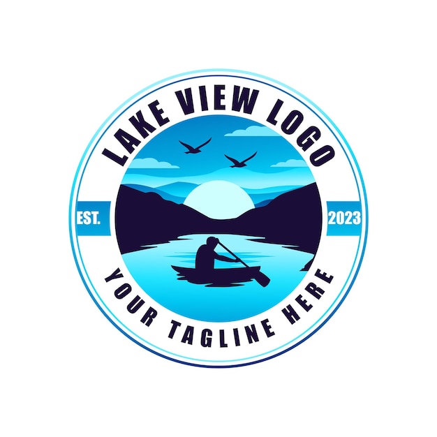 ベクトル 湖と冒険のロゴ デザイン ベクトル テンプレート