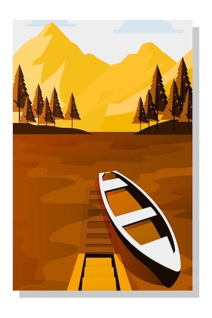 lake illustration vector design free