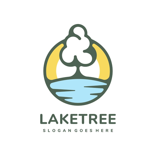 Lake tree logo template