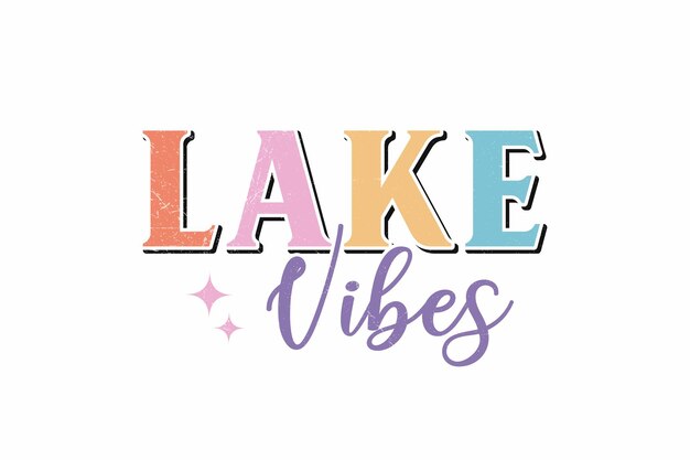 Типография lake vibes дизайн летней футболки