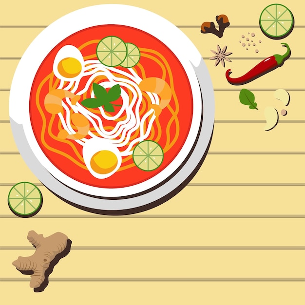 Vector laksa flat style illustration vector design