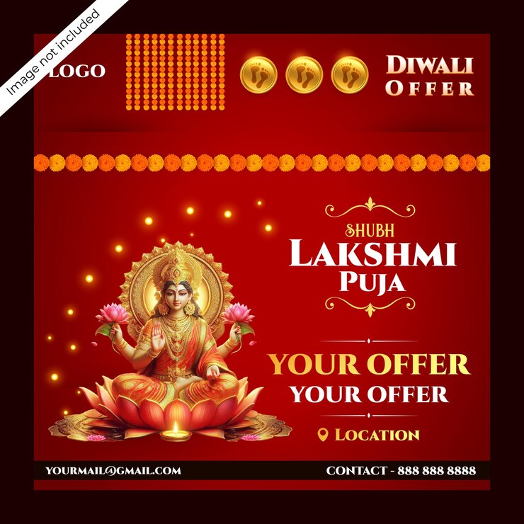 वेक्टर lakshmi pooja and diwali offer or sale post