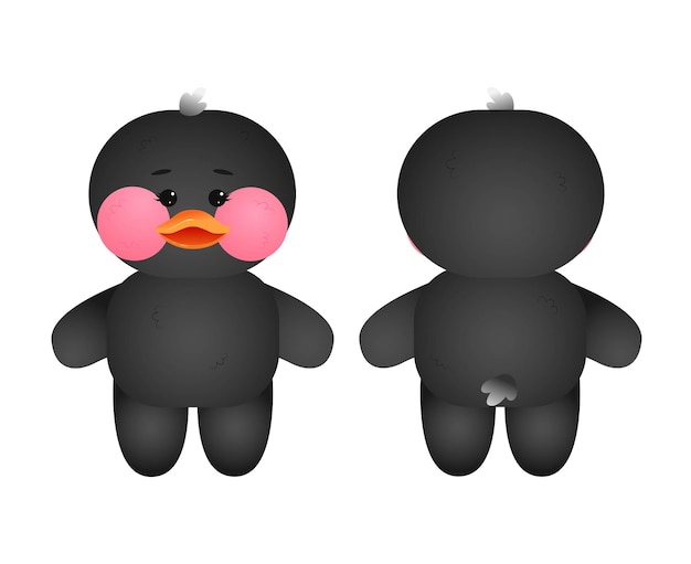 Lalafanfan black baby duck soft toy doll paper illustration