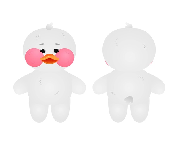 Lalafanfan white baby duck soft toy doll paper illustration