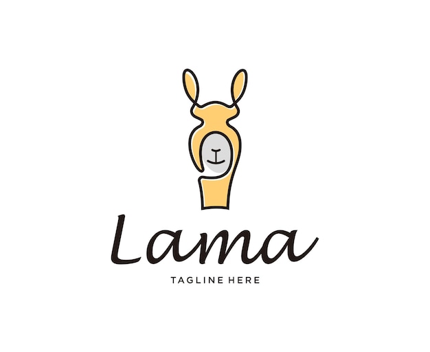 Lama alpaca lama logo-ontwerp met vector lijnsjabloon