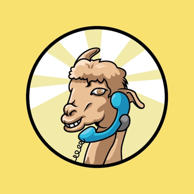 lama calling cartoon illustration vector