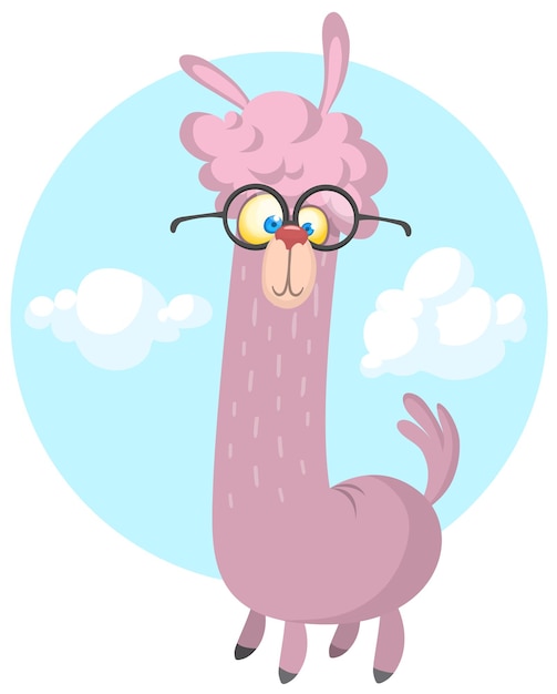 Vector lama cartoon alpaca lama dierlijke vector geïsoleerde illustratie