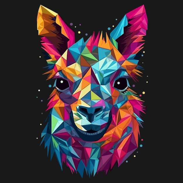Vector lama_face__multicolor_2d__polygon_style_tshirt_d_