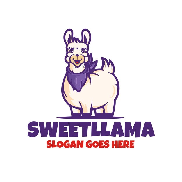 lama logo cartoon mascotte schattig