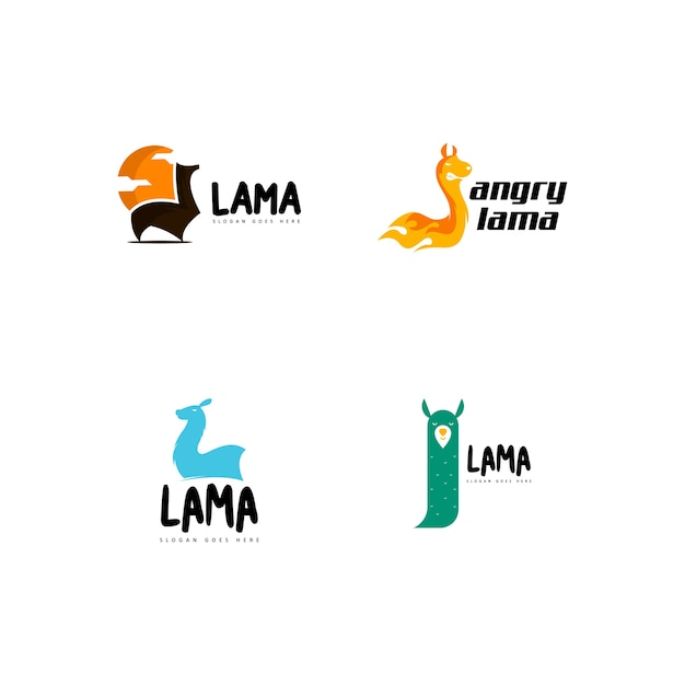 Lama logo set vector