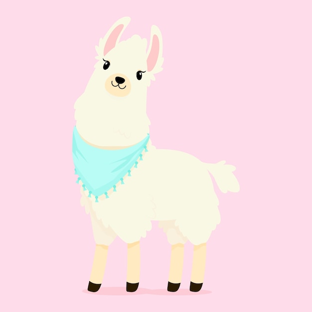 Lama in mexican bandana on pink background