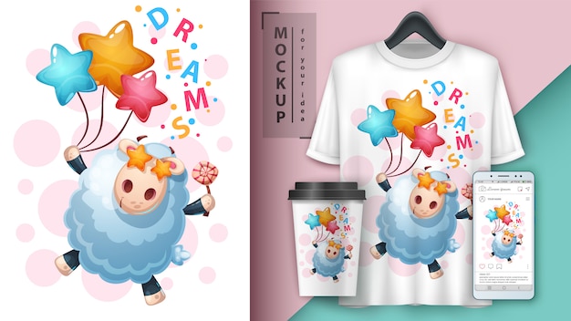 Vector lamb dream poster and merchandising