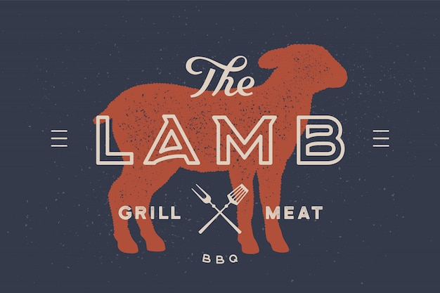 Lamb. Logo with lamb or sheep silhouette