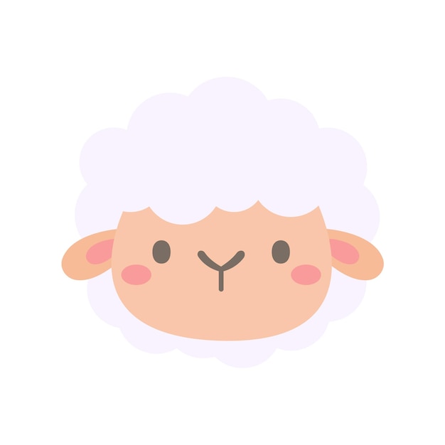 Lamb vector cute animal face design for kids