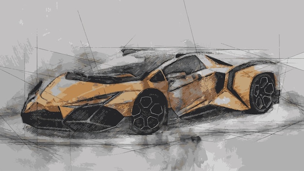 Линия lamborghini и акварель