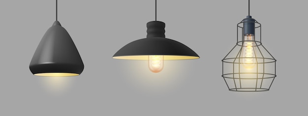 Lamp glowing realistic electric equipment