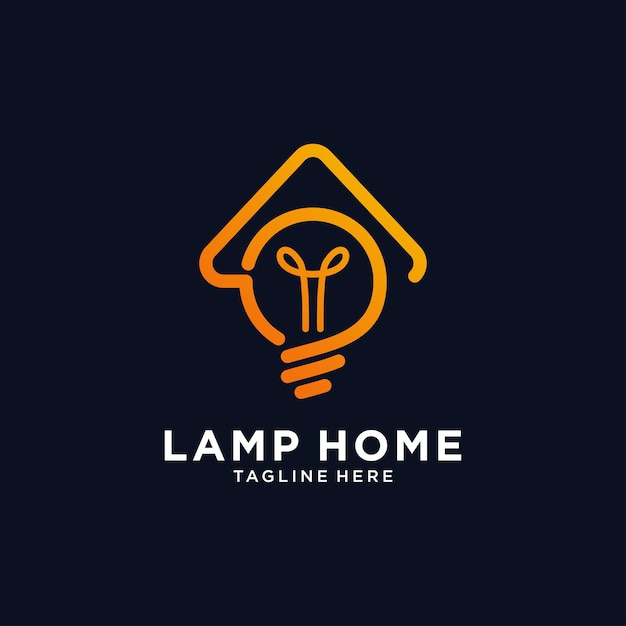 lamp home idea line art logo design