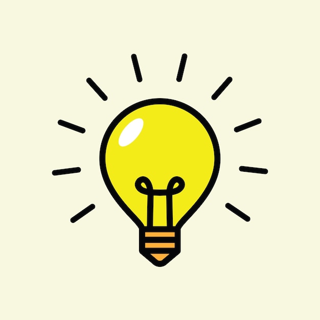 램프 아이디어 벡터 아이콘 광선이 빛나는 전구 에너지 및 아이디어 기호