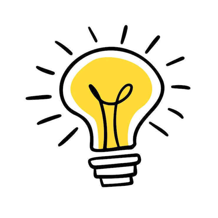 Vector lamp idee stralen schitteren doodle cartoon platte stijl met de hand getekend symbool creativiteit inspiratie vector