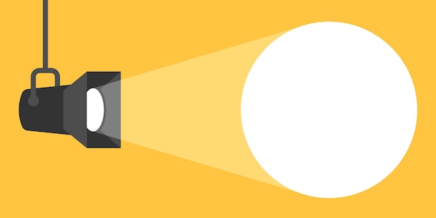 ベクトル フラット スタイル スポット ライト ベクトル イラストのランプ照明アイコン分離背景投光照明エネルギー サイン ビジネス コンセプト