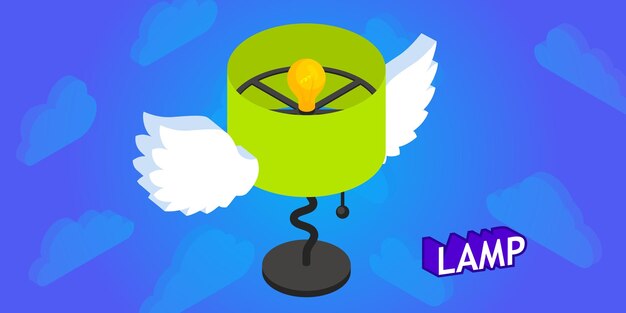 램프 아이소메트릭 디자인 아이콘 벡터 웹 그림 3d 다채로운 개념