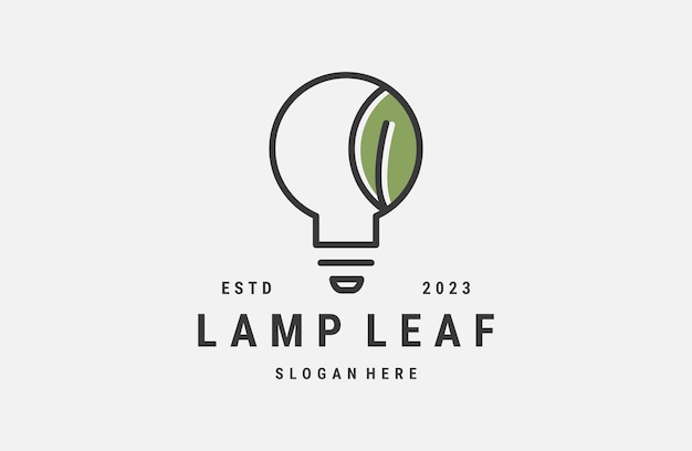 Lamp leaf logo template vector illustration design