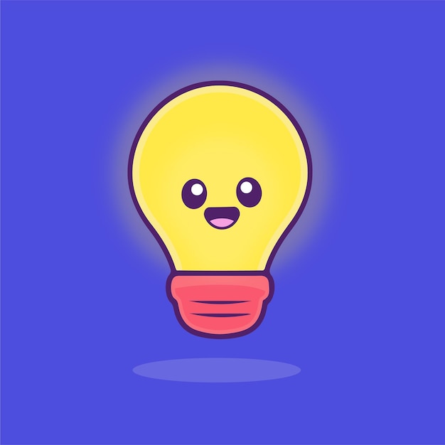 Lamp light cute character vector illustration art cartoon mascot idea