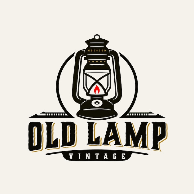 Vector lamp lighting vector template light lantern graphic illustration in vintage retro badge style