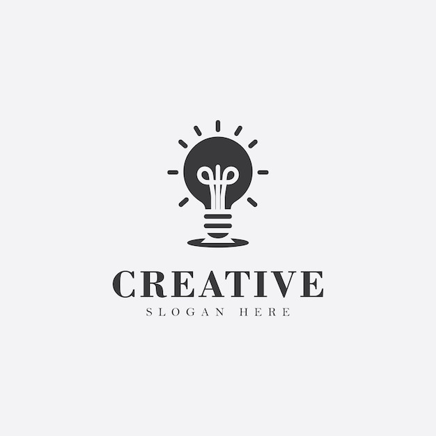 Vector lamp logo design monochrome simple unique logo black and white no gradient solid negative space